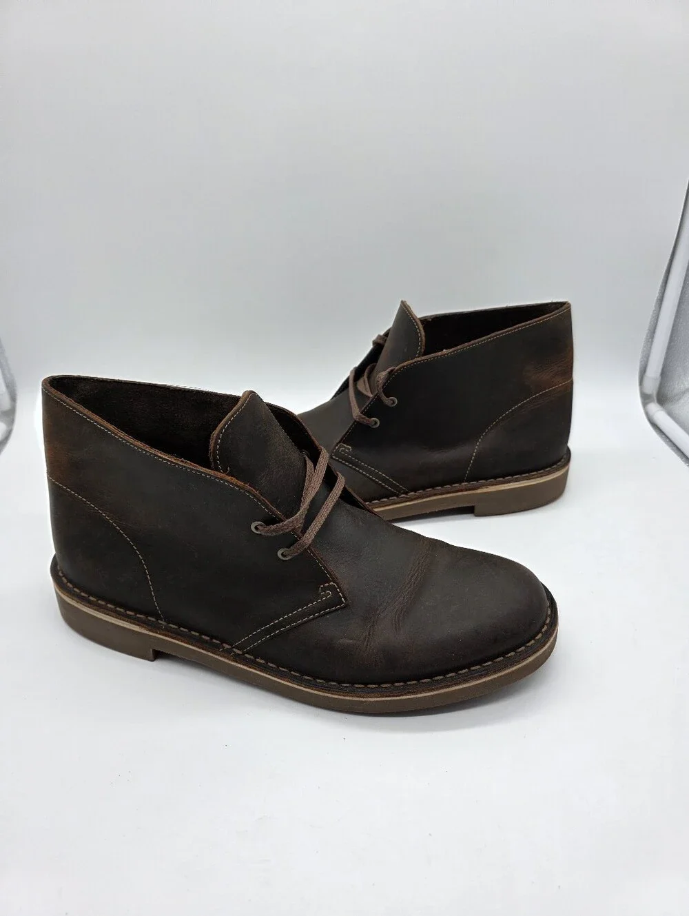 Clarks‎ Bushacre 2 Mens Beeswax Brown Leather Chukka Boots Size 10 M